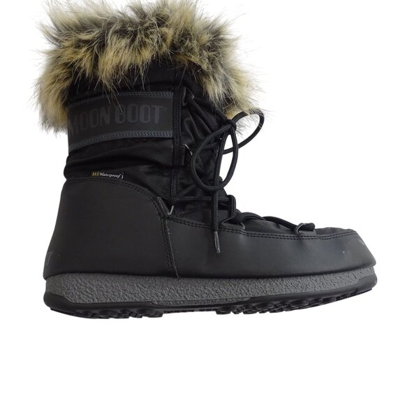 Moon Boot Waterproof Winter Ski Snow Boots With Faux Fur Trim Women Size 7 - Picture 3 of 14